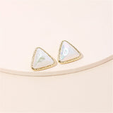 Pearl & 18k Gold-Plated Triangle Bezel Stud Earrings