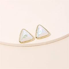 Pearl & 18K Gold-Plated Triangle Bezel Stud Earrings