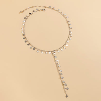 Silver-Plated Star Drop Necklace, silver pendant necklace for women, everyday style, lifestyle look