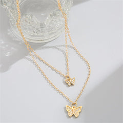 Cubic Zirconia & 18K Gold-Plated Butterfly Layered Pendant Necklace
