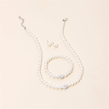 Pearl and Cubic Zirconia Silver-Plated Beaded Necklace Set, silver stud earrings for women, everyday style, styled look