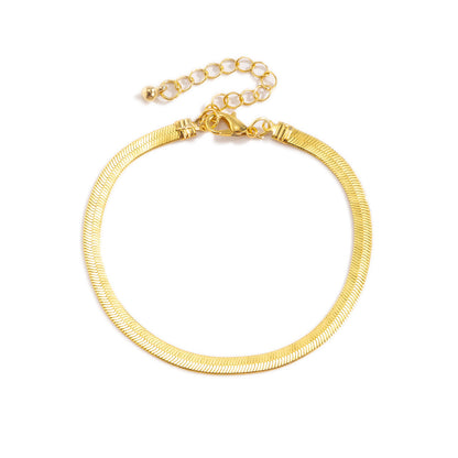 18K Gold-Plated Herringbone Chain Bracelet