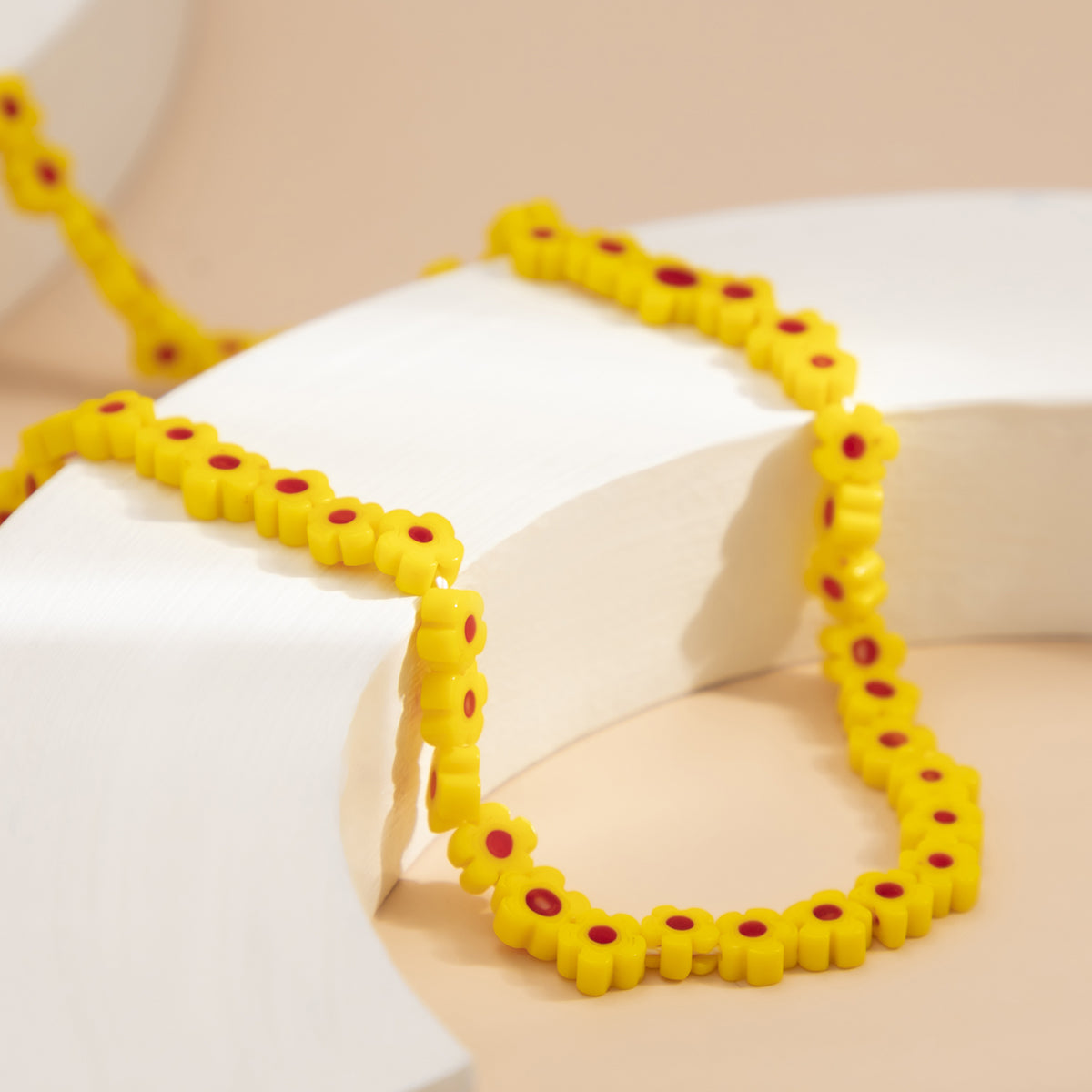 Yellow Acrylic & Silver-Plated Flower Necklace