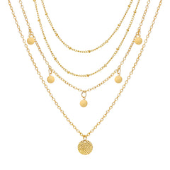 18K Gold-Plated Disk Layered Pendant Necklace