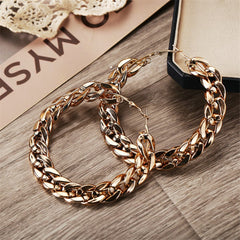 18K Gold-Plated Figaro Hoop Earring