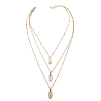 Shell & Goldtone Triple Layered Pendant Necklace