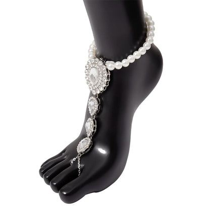 Crystal and Cubic Zirconia Teardrop Ankle-To-Toe Anklet, jewelry gift sets for women, vintage-inspired design, lifestyle look
