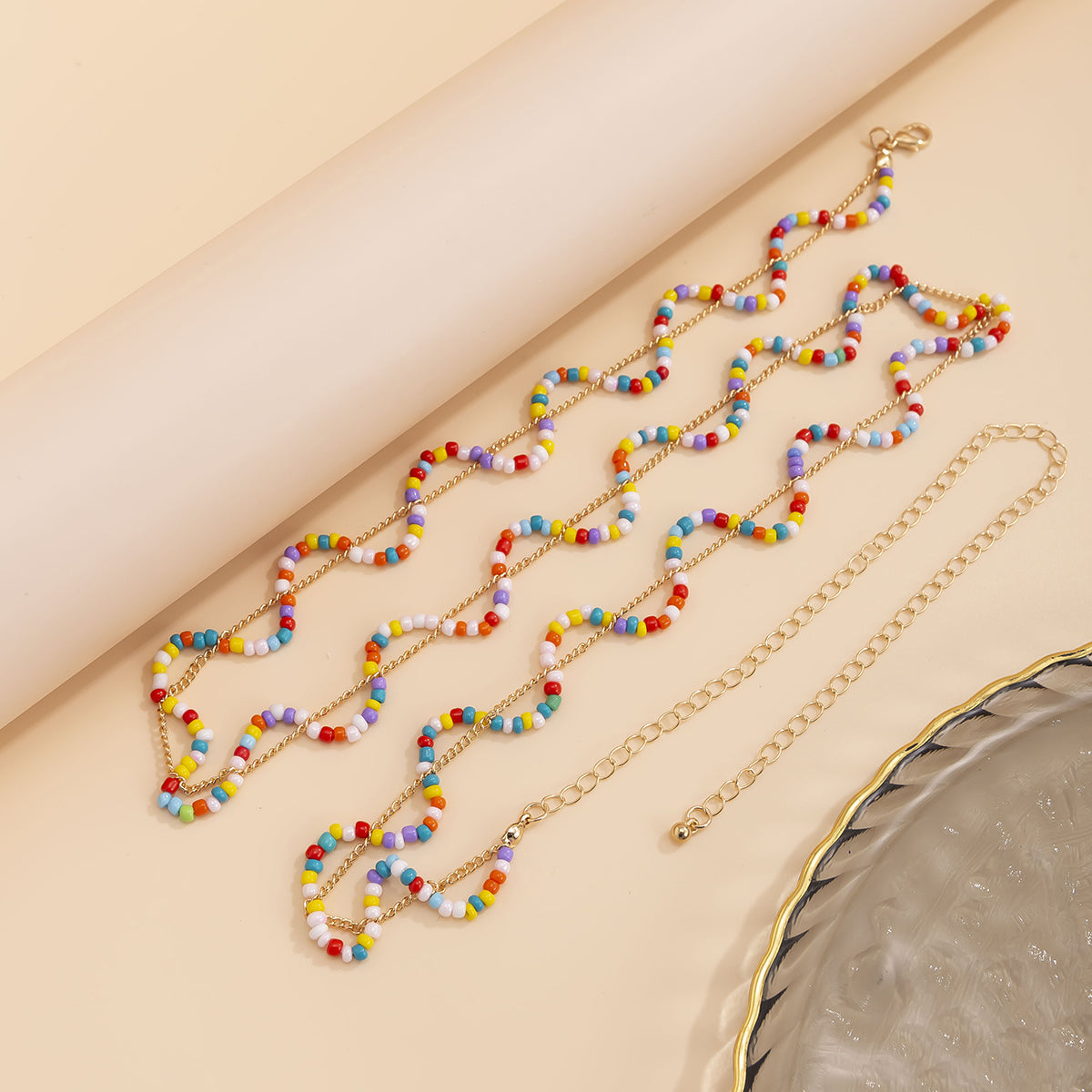 Multicolor Howlite & 18K Gold-Plated Wave Layered Waist Chain