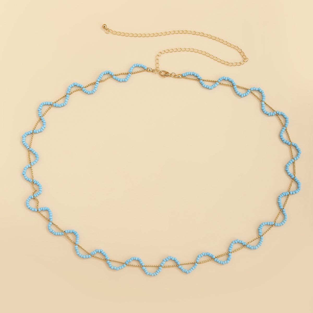 Blue Howlite & 18K Gold-Plated Wave Layered Waist Chain