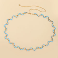 Blue Howlite & 18K Gold-Plated Wave Layered Waist Chain
