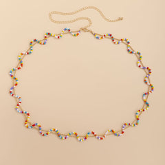 Multicolor Howlite & 18K Gold-Plated Wave Layered Waist Chain