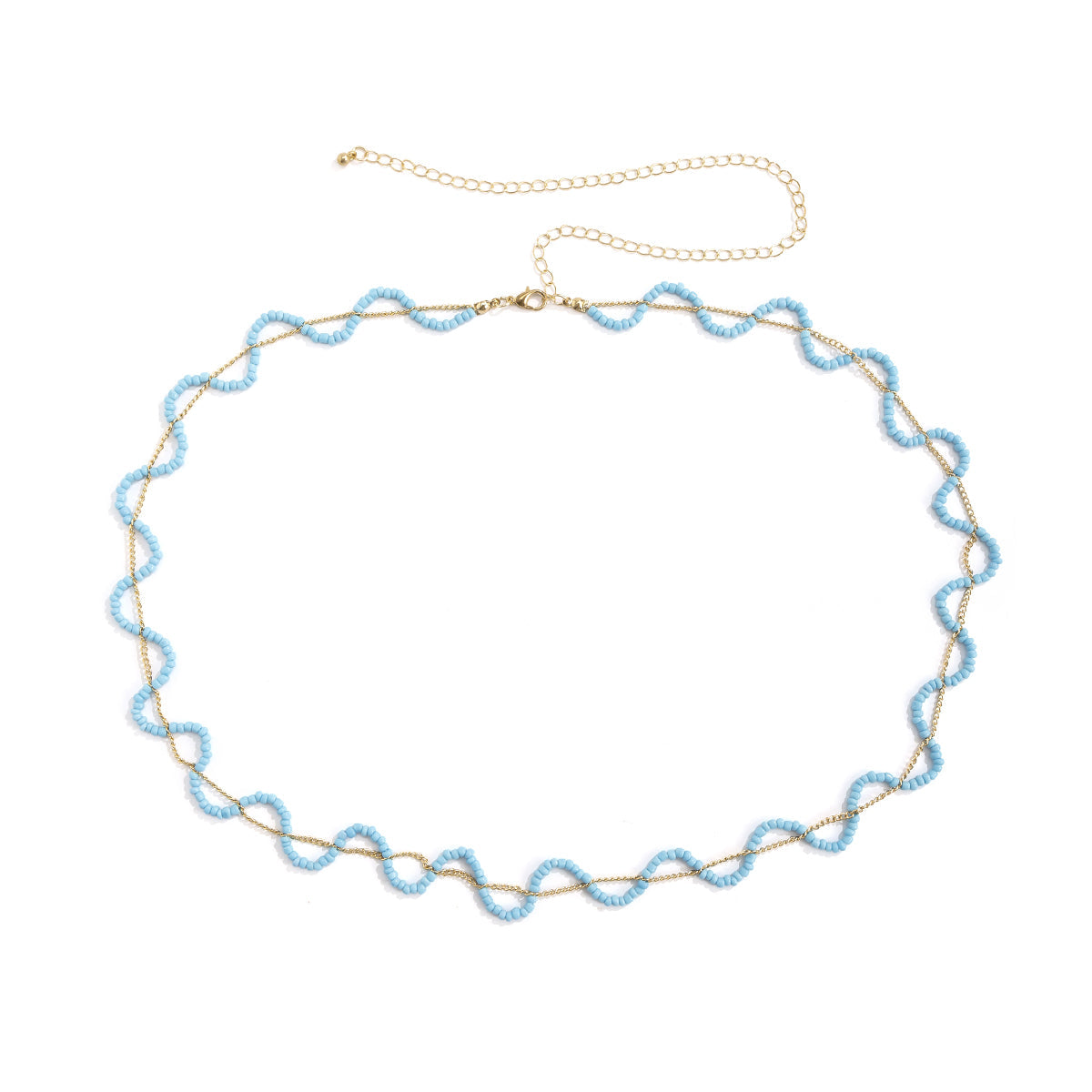 Blue Howlite & 18K Gold-Plated Wave Layered Waist Chain