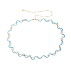 Blue Howlite & 18K Gold-Plated Wave Layered Waist Chain
