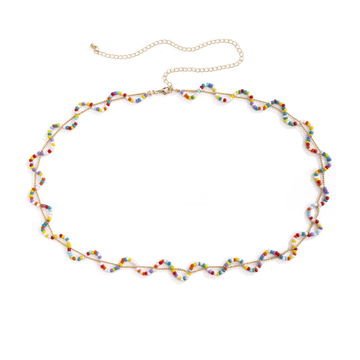 Multicolor Howlite & 18K Gold-Plated Wave Layered Waist Chain