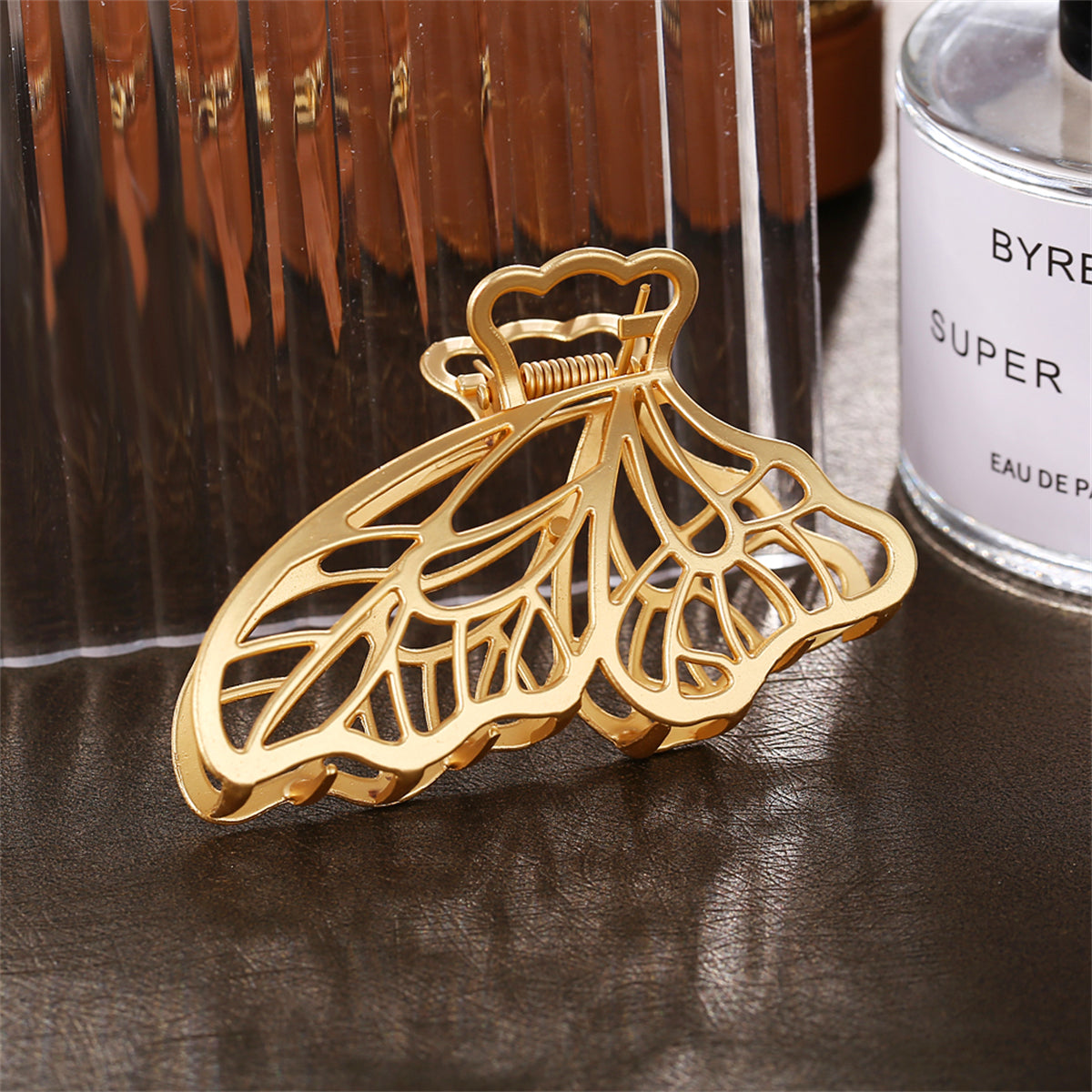 18K Gold-Plated Openwork Butterfly Wings Hair Clip, elegant gift for her, lifestyle look