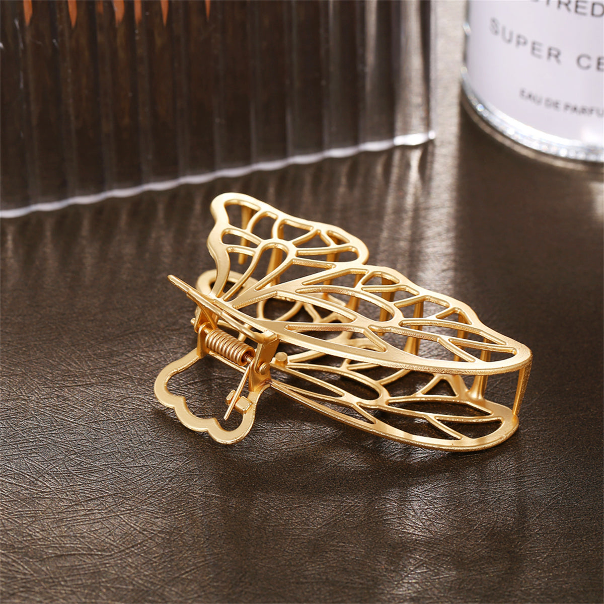 18K Gold-Plated Openwork Butterfly Wings Hair Clip, elegant gift for her, styled look