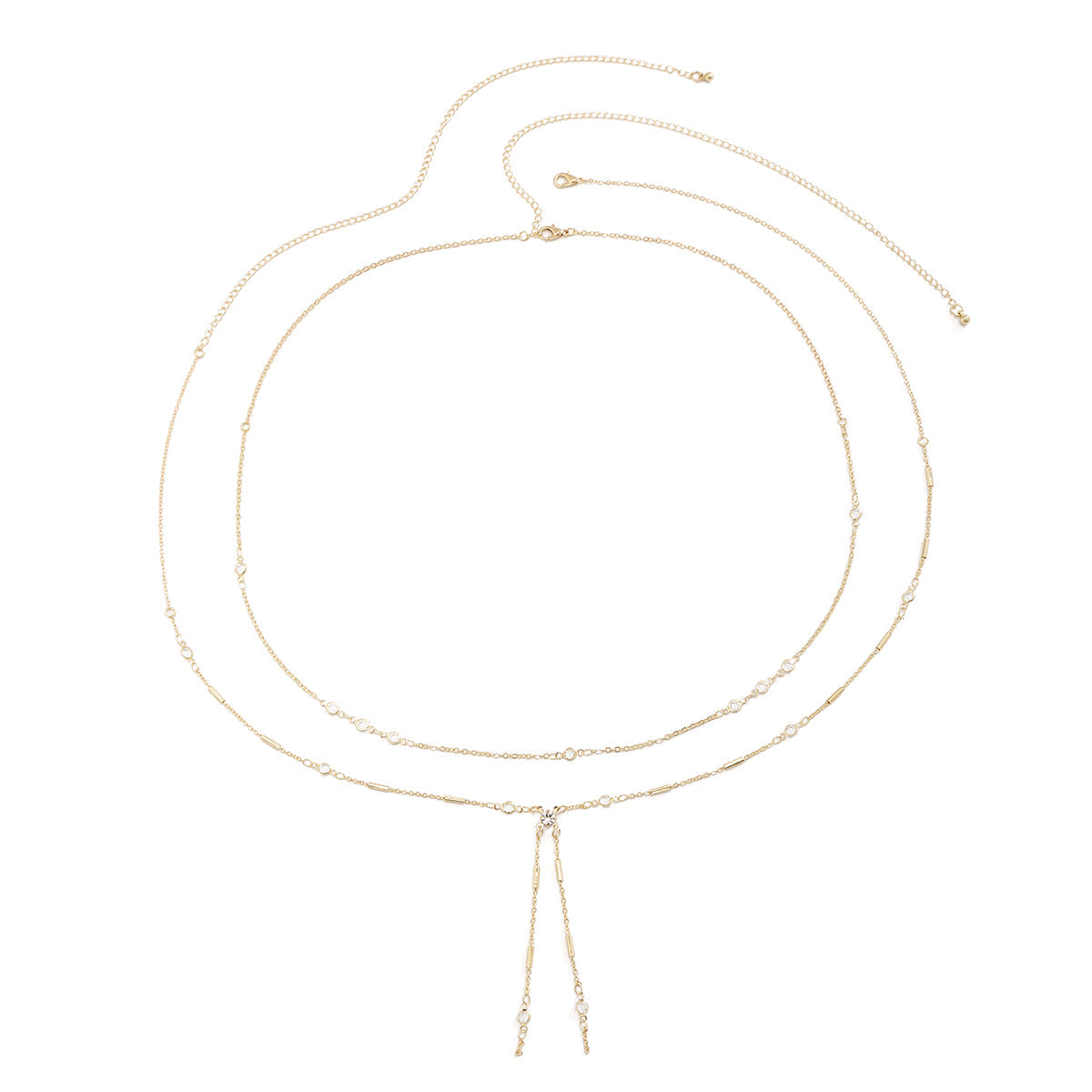 Cubic Zirconia & 18K Gold-Plated Waist Chain Set