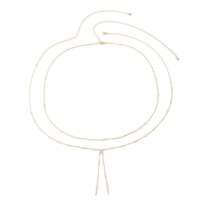 Cubic Zirconia and 18K Gold-Plated Waist Chain Set, jewelry gift sets for women, everyday style, side view