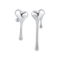 Silver-Plated Melting Heart Stud Earring