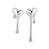 Silver-Plated Melting Heart Stud Earring