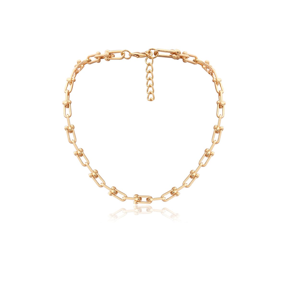18K Gold-Plated Open-Link Choker Necklace, gold pendant necklace for women, dainty minimalist design, styled look