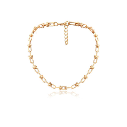 18K Gold-Plated Open-Link Choker Necklace, gold pendant necklace for women, dainty minimalist design, styled look