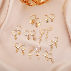 Cubic Zirconia & 18K Gold-Plated Celestial Drop Earring Set