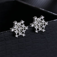 Cubic Zirconia & Silver-Plated Openwork Snowflake Stud Earrings