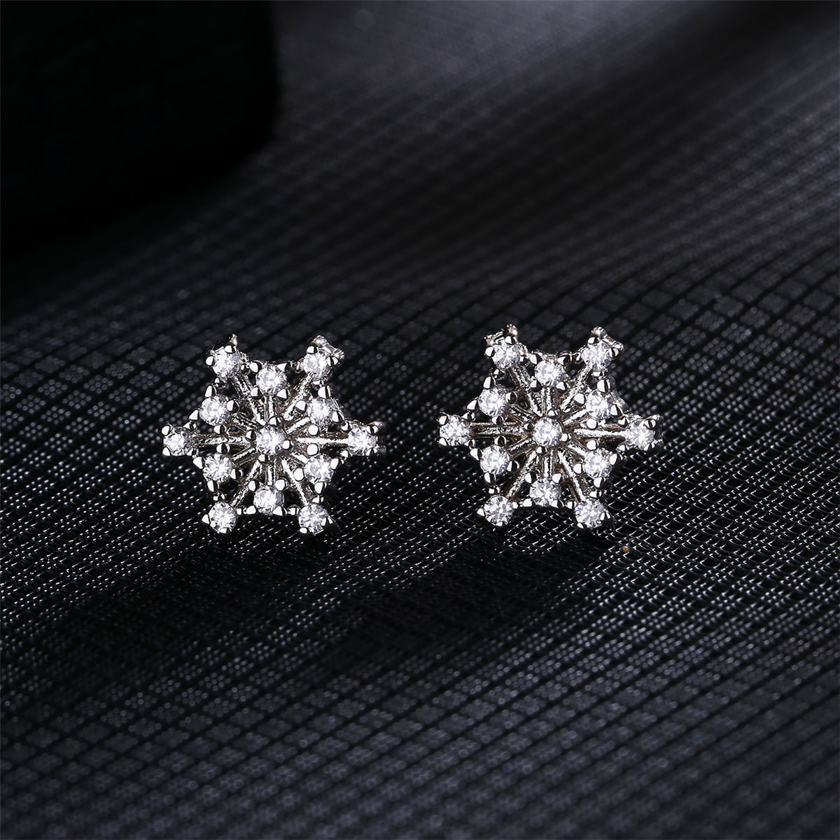 Cubic Zirconia & Silver-Plated Openwork Snowflake Stud Earrings