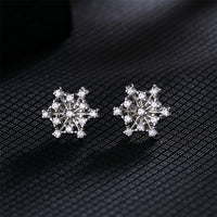 Cubic Zirconia & Silver-Plated Openwork Snowflake Stud Earrings