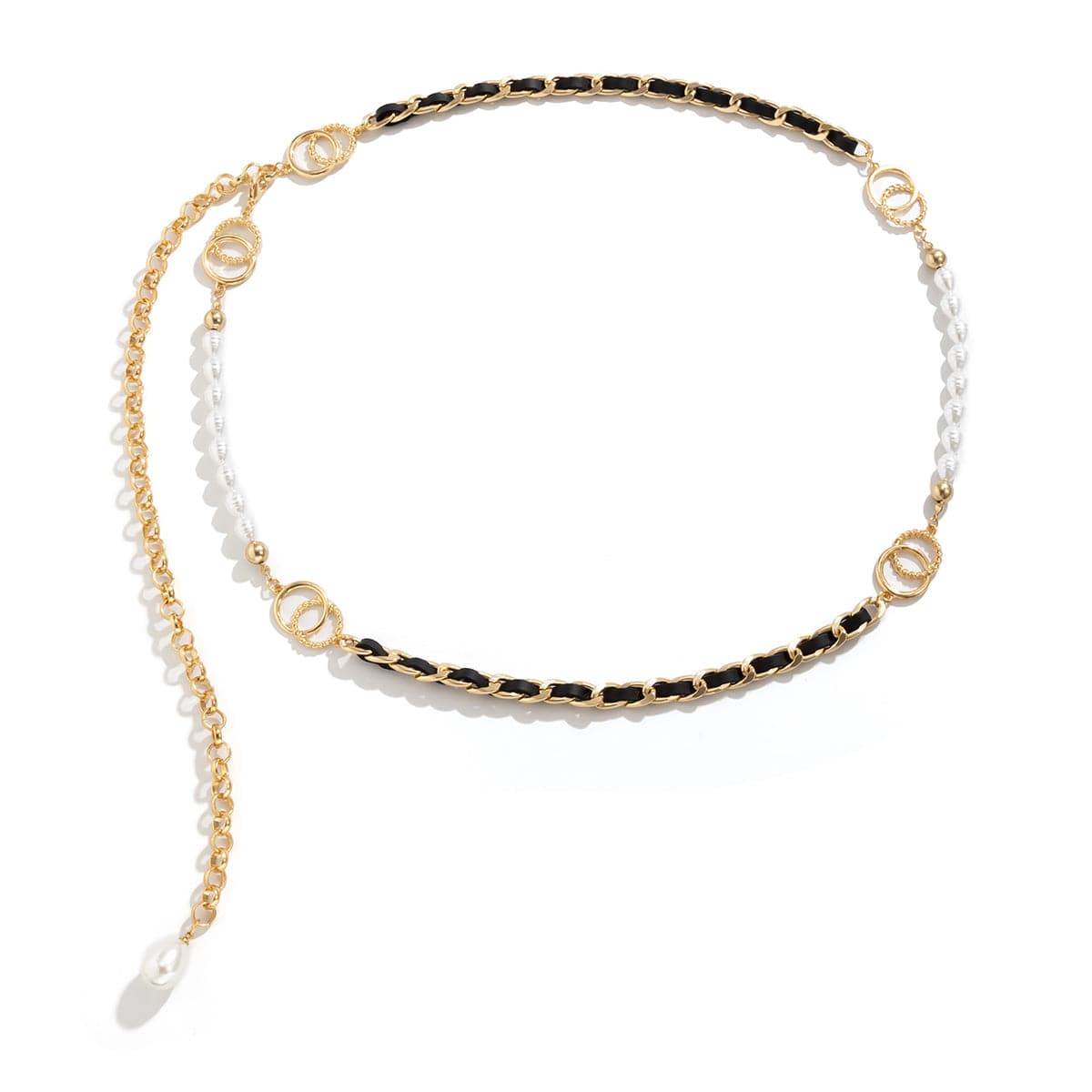 Pearl & Velvet 18K Gold-Plated Interlocked Circle Waist Chain