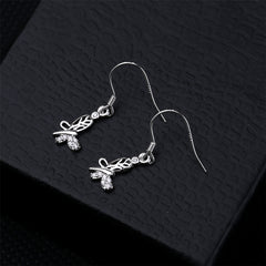 Cubic Zirconia & Silver-Plated Open Butterfly Dangle Earring