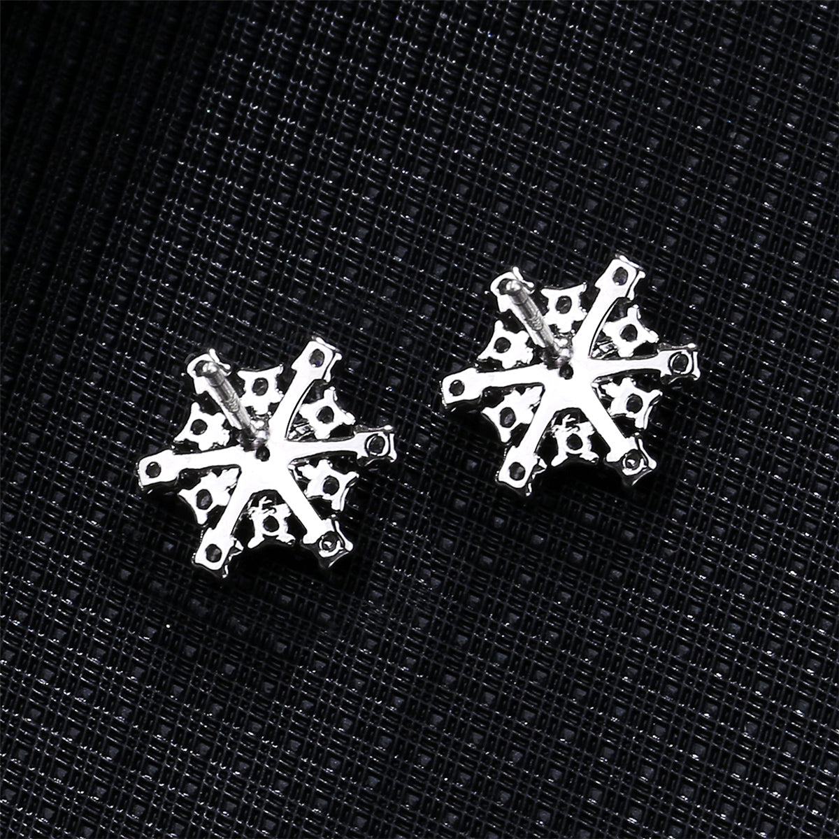 Cubic Zirconia & Silver-Plated Openwork Snowflake Stud Earrings
