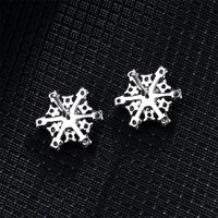 Cubic Zirconia & Silver-Plated Openwork Snowflake Stud Earrings