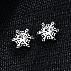 Cubic Zirconia & Silver-Plated Openwork Snowflake Stud Earrings