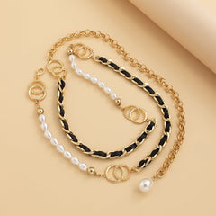 Pearl & Velvet 18K Gold-Plated Interlocked Circle Waist Chain