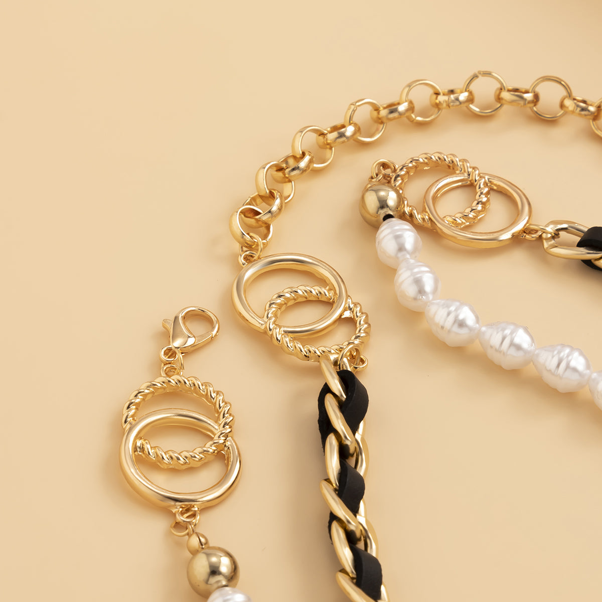 Pearl & Velvet 18K Gold-Plated Interlocked Circle Waist Chain