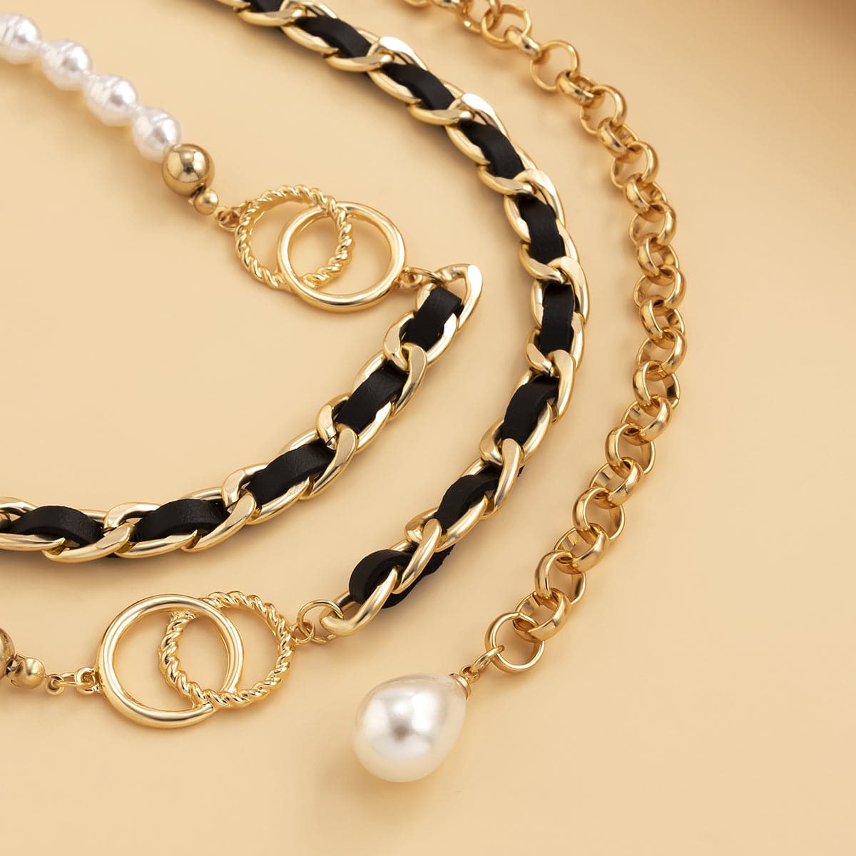 Pearl & Velvet 18K Gold-Plated Interlocked Circle Waist Chain