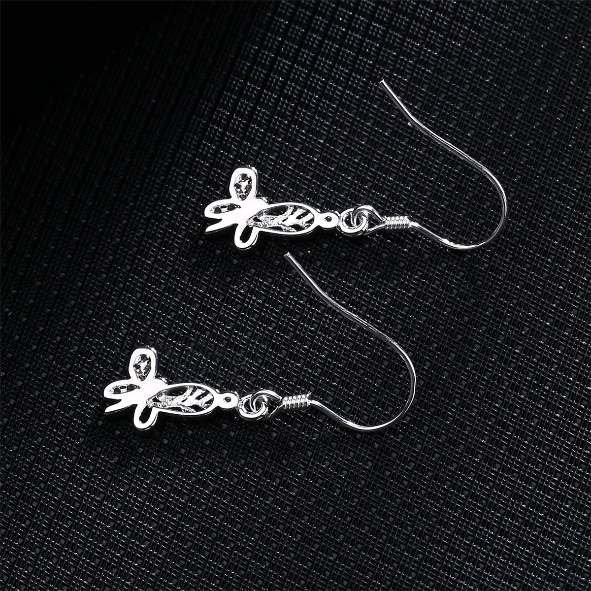 Cubic Zirconia & Silver-Plated Open Butterfly Dangle Earring
