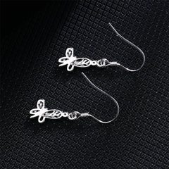 Cubic Zirconia & Silver-Plated Open Butterfly Dangle Earring