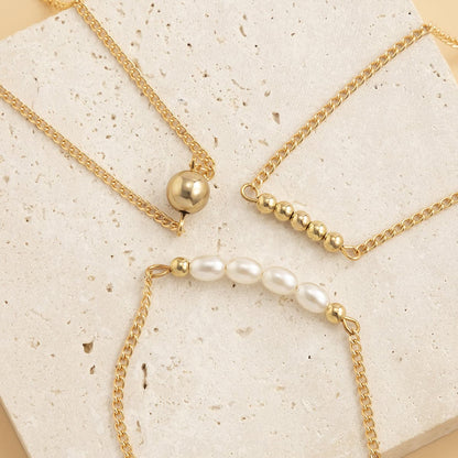 Pearl and 18K Gold-Plated Beaded Anklet Set, jewelry gift sets for women, vintage-inspired design, styled look