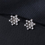 Cubic Zirconia & Silver-Plated Openwork Snowflake Stud Earrings