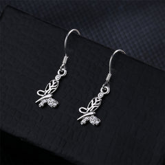 Cubic Zirconia & Silver-Plated Open Butterfly Dangle Earring