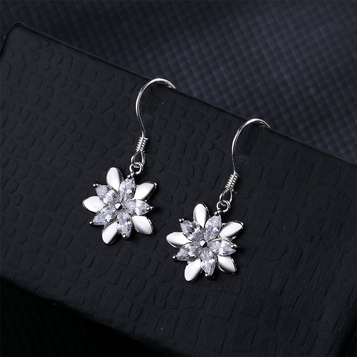 Cubic Zirconia & Silver-Plated Clover Drop Earrings