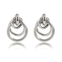 Silver-Plated Layered Circles Drop Earrings