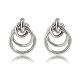 Silver-Plated Layered Circles Drop Earrings