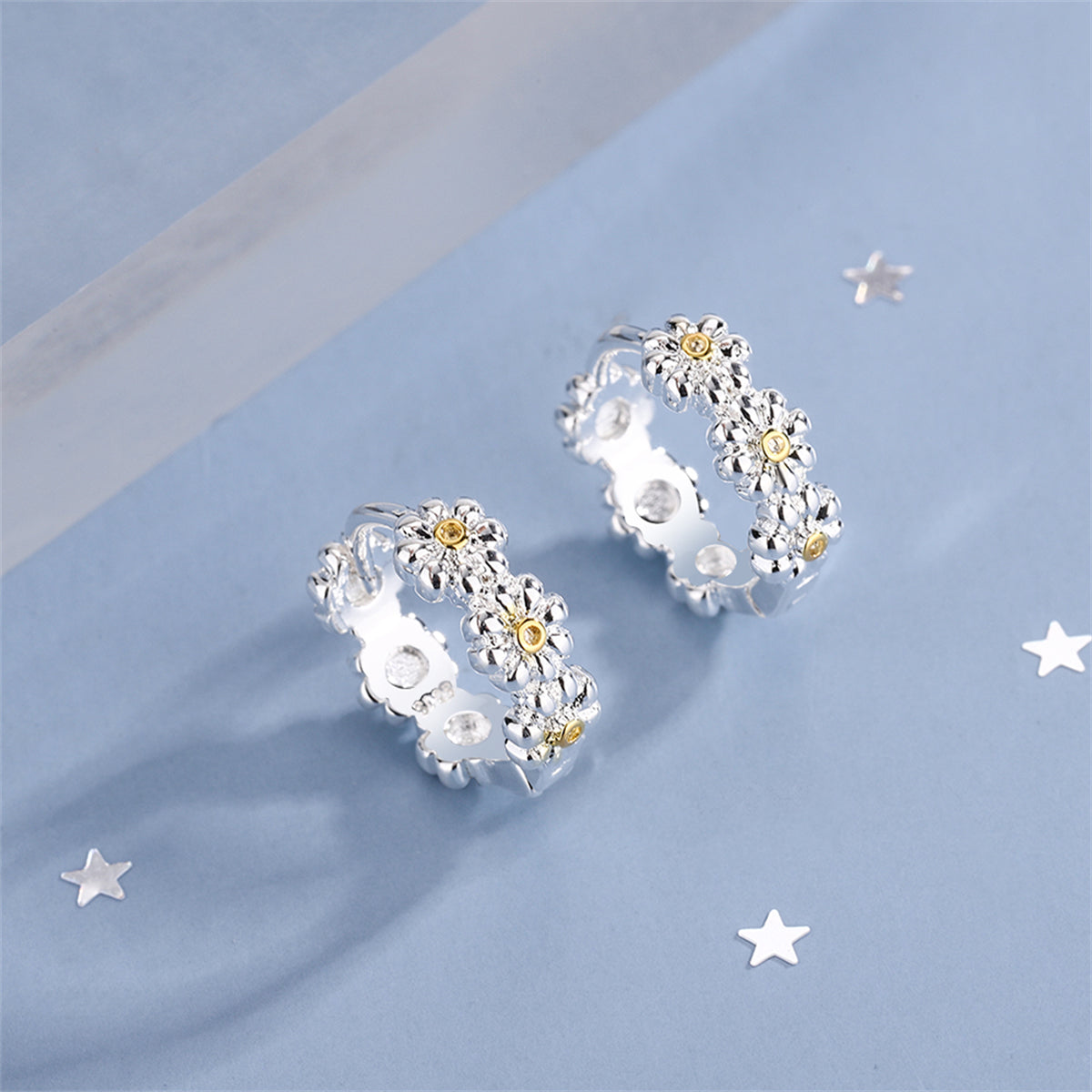 Two-Tone Floral Huggie Earrings