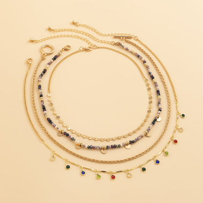 Multicolor Cubic Zirconia and Acrylic 18K Gold-Plated Toggle Necklace Set, jewelry gift sets for women, styled look
