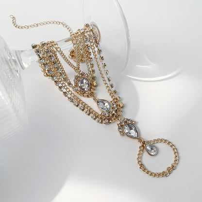 Cubic Zirconia and Crystal 18K Gold-Plated Layered Toe Ring Anklet, gold statement rings for women, styled look