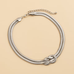 Silver-Plated Snake Chain Knot Layered Necklace